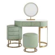 an image of a dressing table with stools