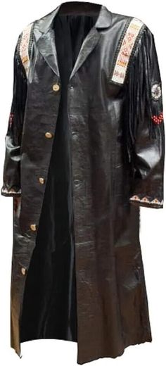 Cowboy Fringe, Cowboy Coat, Men Native, Native American Western, Fringe Coats, Jacket Sleeves, African Attire For Men, Long Leather Coat, American Western