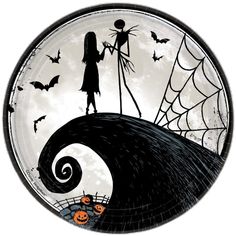 a plate with a halloween scene on it