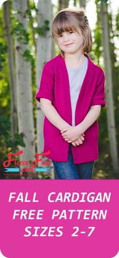 I love this girl's cardigan sewing pattern! Such a cute DIY idea. I love that there's a free pattern and sewing instructions too! Cardigan Sewing Pattern, Cardigan Free Pattern, Cardigans Crochet, Fleece Patterns, Kids Cardigans, Kids Sewing, Free Pdf Sewing Patterns, Sewing Instructions, Sewing Projects For Kids