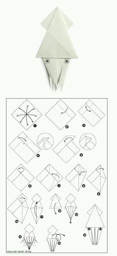 the instructions for how to make an origami bird with paper and scissors on it