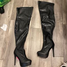 Fashion Nova Black Thigh High Boots. Size 9 Wide. Brand New. Never Worn. Still In Box. Black Thigh High Boots, Black Thigh High, Fashion Nova Shoes, Thigh High Boots, Thigh High, Shoes Black, Over The Knee Boots, Thigh Highs, Over The Knee