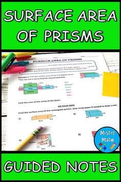 the surface area of prisms guided notes