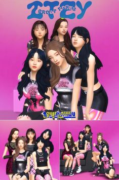 Sims 4 Kpop Poses, Sims 4 Group Poses, Itzy Group, Female Sims, Cc Folder, 4 Poses, Group Poses, Sims 4 Collections, Kpop Group