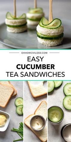 cucumber tea sandwiches with cream cheese and pickles