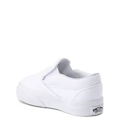 Vans Slip On Skate Shoe - Baby / Toddler - White | Journeys White Low-top Slip-ons For Sports, Non-slip Slip-on Skate Shoes For Streetwear, Non-slip Slip-on Canvas Shoes For Streetwear, Vans White Slip-on Sneakers With Rubber Sole, White Slip-resistant Sporty Canvas Shoes, White Slip-resistant Skate Shoes For Streetwear, White Textured Sole Sneakers For Skateboarding, White Casual Vans Slip-on Sneakers, Slip-resistant White Slip-on Sneakers For Streetwear