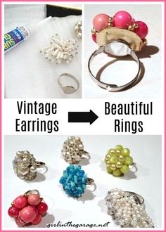 vintage rings and other jewelry are featured in this post - it - yourself photo collage