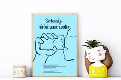 Drink Water Poster, Poster For Kitchen, Regular Bowel Movements, Prevent Constipation, Water Poster, Catchy Slogans, Improve Energy Levels, Water Drink, Digestion Process