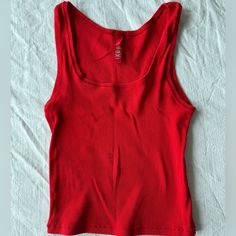 Never Worn! Dr Wardrobe, Red Tank Top, Mock Neck Tank, Bone Color, Long Tank, Scoop Neck Tank Top, Red Tank, Red Tank Tops, Pink Valentines