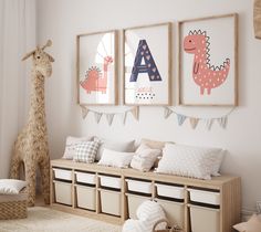 * Please note that the frames are for illustration purposes only and not included * Turn your little girls nursery or bedroom into a prehistoric paradise with these super cute dinosaur wall prints. Featuring two bright pink dinosaurs, these prints are perfect for the little adventurer who loves to daydream about dinosaurs. Who says girls cant like dinosaurs?! These prints are also available non-personalised as a "Dino Girl" poster on the following link: https://www.etsy.com/au/listing/1664453517 Pink Dinosaur Bedroom, Dinosaur Bedroom Girl, Girls Dinosaur Room, Girl Dinosaur Nursery, Dinosaur Nursery Girl, Dinosaur Kids Room, Dinosaur Prints, Dinosaur Bedroom, Baby Nursery Inspiration