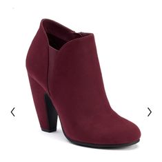 Nib Beautiful Women's High Heel Booties Color Wine Trendy Closed Toe Boots With 4-inch Heel, Winter Closed Toe Heeled Boots With 4-inch Heel, Fall Heeled Boots With 4-inch Heel And Closed Toe, Fall Closed Toe Heeled Boots With 4-inch Heel, Fall Closed-toe Heeled Boots With 4-inch Heel, Winter Heeled Boots With 4-inch Heel, Closed Toe, Winter Formal Closed Toe Booties, High Heel Booties With Stacked Heel For Winter, Winter High Heel Booties With Stacked Heel