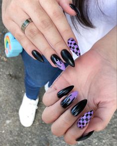 Checkered Nails, Purple Nail Designs