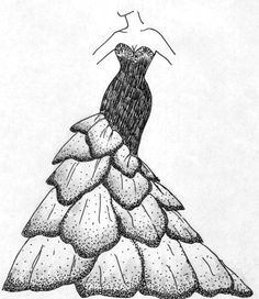 a black and white drawing of a dress