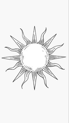 a black and white drawing of the sun