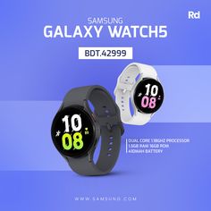 two samsung watches are shown with the same time