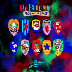 Killer Klowns from Outer Space Nails Nail Art Halloween Blood Circus Horror Movies Nails, Killer Klowns From Outer Space Aesthetic, Art The Clown Nails, Killer Klowns From Outer Space Tattoos, Killer Klowns From Outer Space Art, Killer Clown From Outer Space