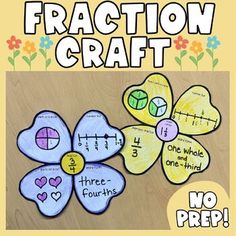 a poster with two flowers and fractions on it