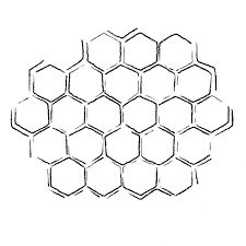 the hexagonal structure is drawn in black and white, with no lines on it