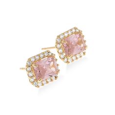 🌸 PRODUCT DETAILS Discover the allure of pink elegance with our Created Pink Morganite Stud Earrings, exquisitely set in Real Gold 14K Yellow with a CZ accent. These earrings capture the beauty of pink and radiate sophistication. 💎 Crafted with Precision The medium-sized earrings, measuring 9x9 mm, are a testament to craftsmanship. With an approximate weight of 1.76g, they offer a balance of presence and comfort for everyday wear. 💳 Financing Available Make these captivating earrings yours wi Luxury Pink Diamond Earrings With Accents, Formal Pink Diamond Earrings, Pink Diamond Earrings With Diamond Accents As Gift, Gift Pink Diamond Earrings With Accents, Pink Cubic Zirconia Jewelry With Halo Design, Fine Jewelry In Pink Gold With Halo Design, Classic Pink Diamond Earrings For Formal Occasions, Elegant Rose Gold Halo Earrings, Elegant Halo Rose Gold Earrings