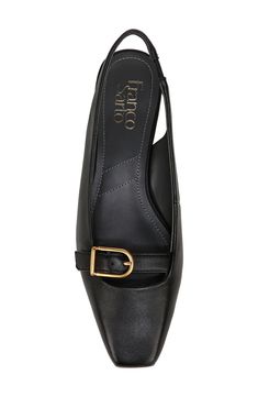 This slingback flat offers a refined appearance while the square toe modernizes your ensemble. Leather or synthetic upper/synthetic lining and sole
 Imported Black Slip-on Slingback Pumps For Office, Leather Flat Slingback Pumps For Office, Flat Black Slingback Pumps For Office, Classic Black Slingback Mules, Classic Flat Slingback Pumps For Evening, Black Flat Slingback Pumps For Formal Occasions, Chic Black Slingback Flats, Slingback Flats, Flip Flop Slippers