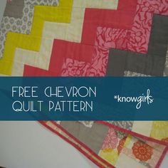 the free chevron quilt pattern has been made in two different colors and is ready to be sewn