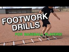 a man standing on top of a baseball field next to a metal ball marker with the words footwork drills for baseball players