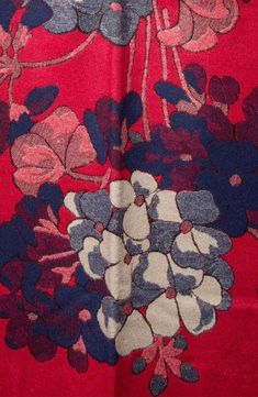 Complete any outfit with this lightweight scarf featuring reversible sides with bold flowers and soft fringed trim. 100% viscose Hand wash, line dry Imported Red Floral Print Silk Shawl, Bold Flowers, Reversible Scarf, Lightweight Scarf, Scarf Print, Signature Style, Red Blue, Nordstrom Rack, Red And Blue