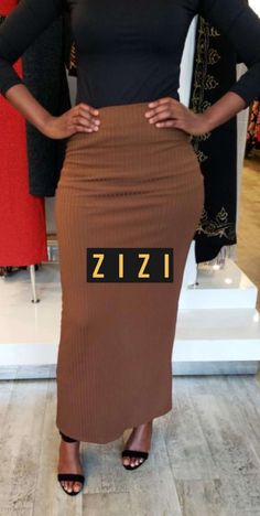 This skirt comes in two sizes labeled # and #A # is 42 inches in length #A 40 inches in length Model is wearing Small -#A Trendy Fitted Maxi Skirt, Brown Lined Pencil Maxi Skirt, Chic Striped Lined Maxi Skirt, Skirt Styles, Maxi Skirt Style, Maxi Skirts, Medium Brown, Skirt Fashion, Modest Fashion