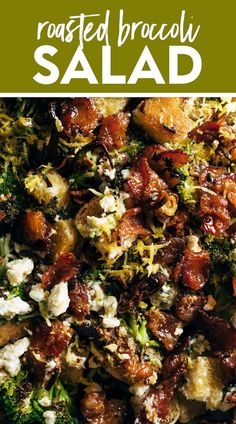 roasted broccoli salad with bacon and feta cheese