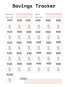 a printable savings tracker with the words savings tracker on it