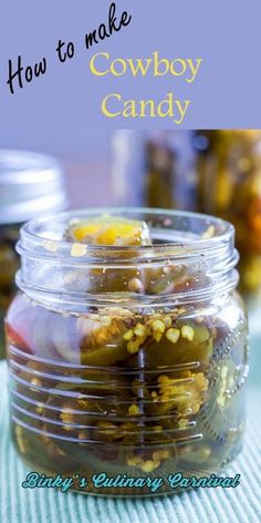 pickle jars filled with pickled jalapenos and text overlay reads how to easily pickle candied jalapenos