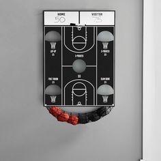 a basketball court hanging on the wall