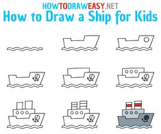 how to draw a ship for kids