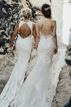 Bride in delicate boho lace wedding dresses with open back detail for lesbian wedding Personal Wedding Vows, Carpenter Photography, Wedding Dresses Boho, Bridal Party Attire, Bridal Styling, Wedding Consultant, Rock Dresses