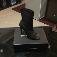 You Interest Me Open Toe Booties Black Fitted Open Toe Boots, Black Open Toe Boots For Night Out, Trendy Black Heeled Boots For Evening, Trendy Black Evening Heeled Boots, Chic Black Open Toe Heeled Boots, Heel Boots, Shoes Heels Boots, Shoes Women Heels, Heeled Boots