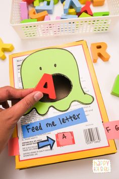 Preschool Letter Matching, Monster Preschool, Fish Sewing, Letter Matching Preschool, Diy Learning Toys, Feed The Monster, Letter Matching Activities, Monster Box, Preschool Letter