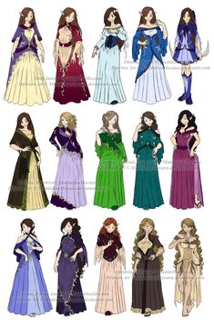 the princesses in their gowns from disney's sleeping beauty