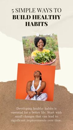 a woman holding a plate with vegetables on it and the words, 5 simple ways to build healthy hearts