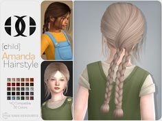 Hairstyle For Children, Sims Hairstyles, Short Hair For Kids, Mod Hair, Braided Hairstyle, All Hairstyles, Sims4 Clothes, Two Braids