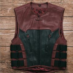 Original Cowhide Leather. Side Buckles. Paisley Liner. Zipper Front Opening W/ Concealed Snaps Two Chest Pockets & Two Lower Hand Pockets Single Panel Back Ideal For Club Patches Built In Side Concealed Weapon & Ammo Pocket Leather Vest Mens, Motorcycle Leather Vest, Motorcycle Shoes, Motorcycle Suit, Motorcycle Vest, Hunt Club, Biker Vest, Style Vest, Mens Vests