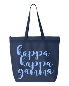 a blue tote bag with the words papa papaa gama on it, in white