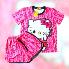 New With Tag Ladies 2pcs Hello Kitty Sleepwear Size S/M Kawaii Summer Sets, Cute Stretch Sets For Sleepovers, Casual Pink Sets With Cartoon Print, Pink Stretch Bedtime Sets, Hello Kitty Print Cotton Loungewear Sets, Cotton Hello Kitty Loungewear Sets, Cotton Hello Kitty Print Loungewear Sets, Cute Hello Kitty Print Sleepover Set, Cute Hello Kitty Loungewear Sets