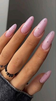 Pink Chrome Nails, Baby Pink Nails, Pink Glitter Nails, Graduation Nails, Nude Nail Designs, Nagel Tips, Pearl Nails, Gem Nails