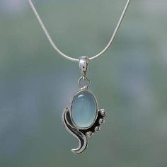 Hindu Harmony Blue Chalcedony Necklace Modern Jewelry from India Chalcedony Necklace, Silver Necklaces Women, Gold Necklace Women, Modern Necklaces, Gemstone Necklace Pendant, Blue Chalcedony, Amethyst Pendant