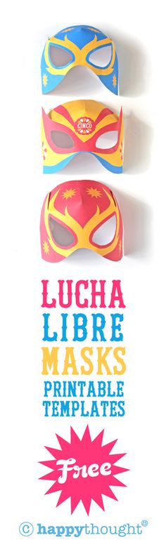 three masks with the words lucia librie mask printable templates on them