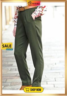 Loose Plain Casual Pants Green Pull-on Straight Pants, Green Tapered Leg Pants With Pull-on Style, Khaki High-waisted Pants For Fall, Fall Khaki High-waisted Pants, Non-stretch Tapered Leg Winter Bottoms, Green Pull-on Tapered Leg Pants, Khaki Dress Pants For Spring, Green Tapered Leg Pull-on Pants, Versatile Green Tapered Leg Pants