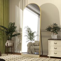 BEAUTYPEAK 64"x 21" Full Length Mirror Arched Standing Floor Mirror Full Body Mirror, Gold Floor Mirror Decor, Full Lenght Mirror, Tall Mirrors, Extra Large Wall Mirrors, Bridal Room Decor, Oversized Floor Mirror, Arched Full Length Mirror, Interior Design Boutique, Modern Luxury House