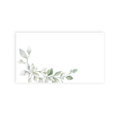 a white card with green leaves on it