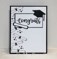 congratulations card with graduation cap and diploma on the front, designed by miss boco