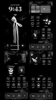 a black and white web page with an image of a skeleton on it's back